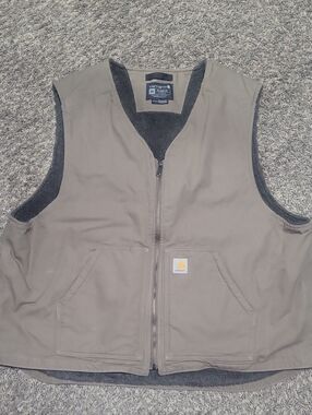 Carhartt Taupe Workwear Vest with Dark Gray Lining